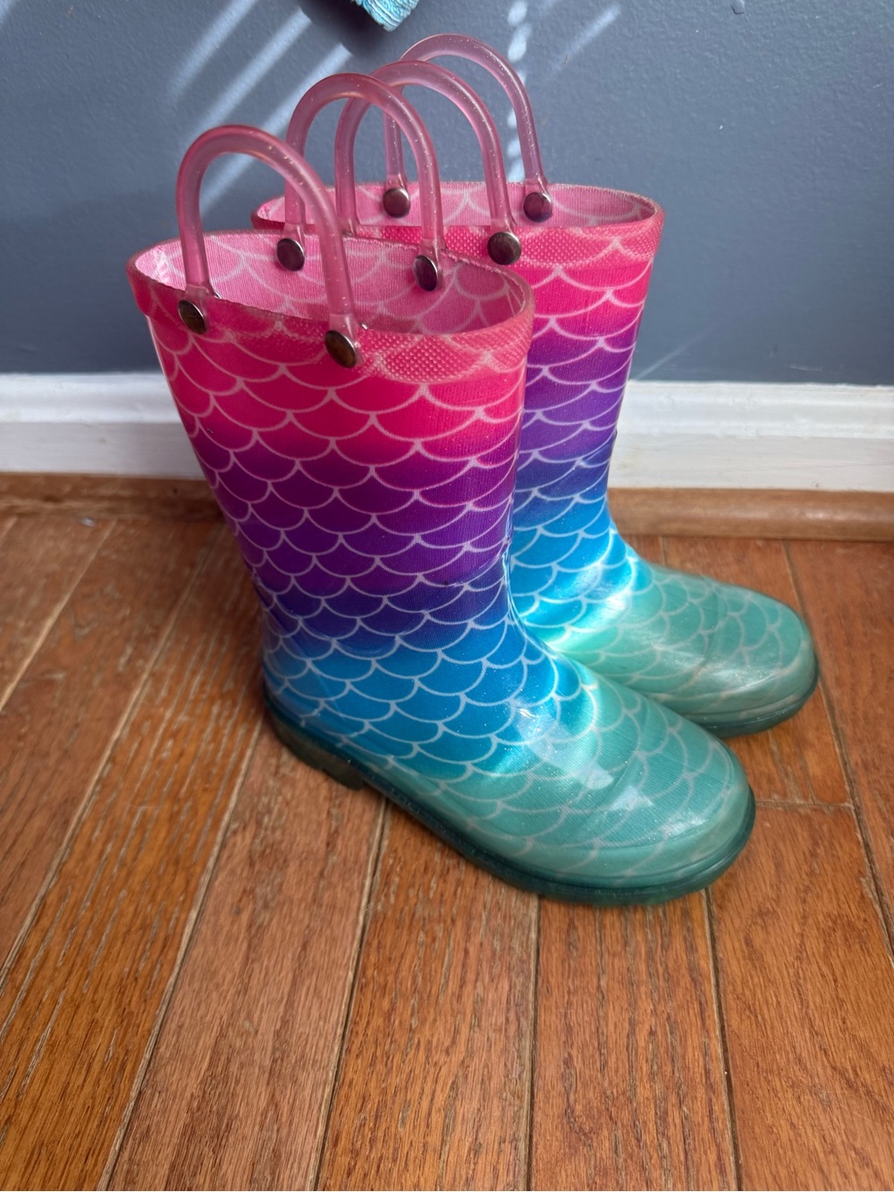 Kids Waterproof Rainbow Mermaid Rain Boots - Pink, Purple, Blue, Teal
